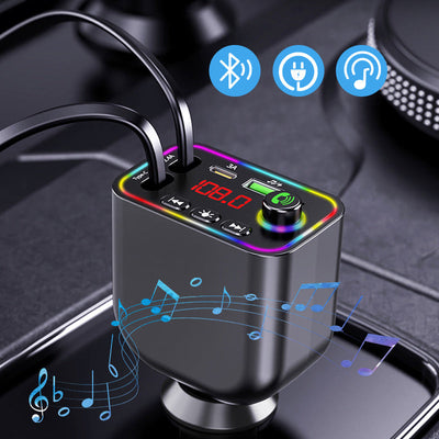 Bluetooth Retractable Car Charger 120W Fast Multifunctional Adapter