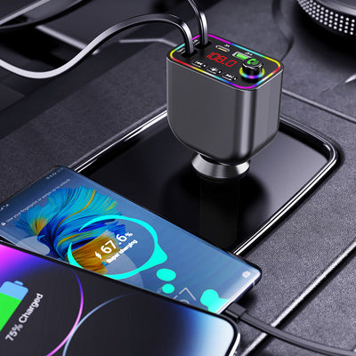 Bluetooth Retractable Car Charger 120W Fast Multifunctional Adapter