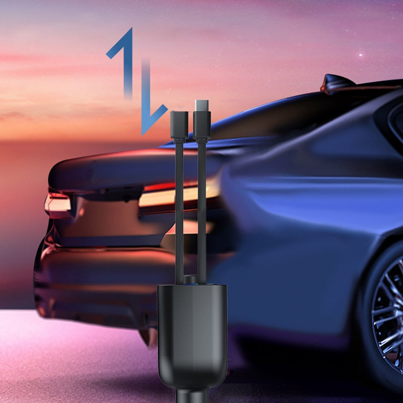 Bluetooth Retractable Car Charger 120W Fast Multifunctional Adapter