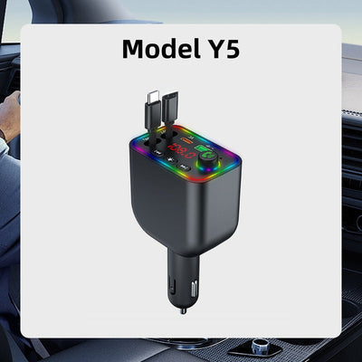 Bluetooth Retractable Car Charger 120W Fast Multifunctional Adapter
