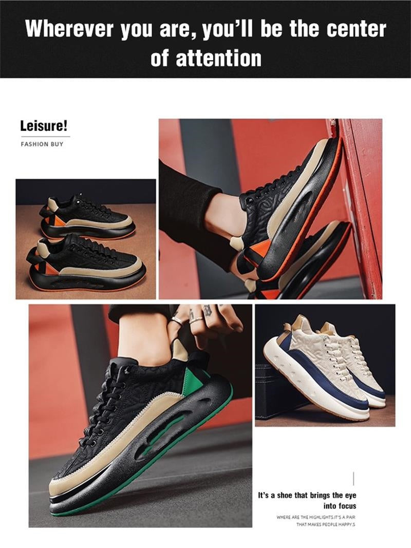 Men's Leather Casual Shoes With Thick Durable Soles