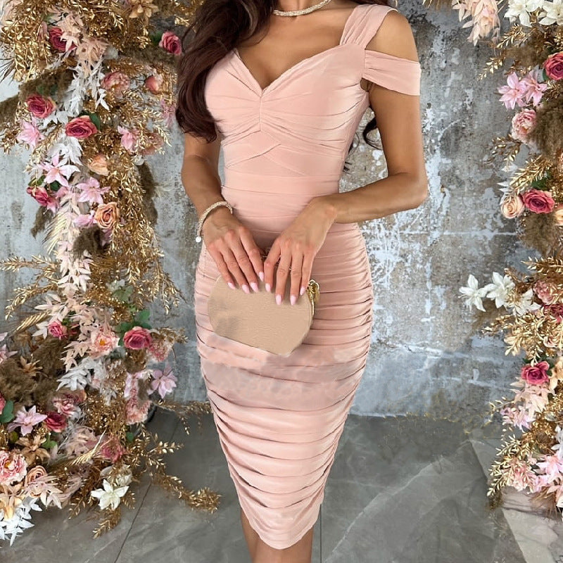 Women's Off-Shoulder Bodycon Dress Slim Fit Sexy Evening Wear