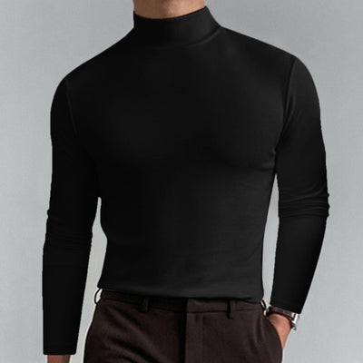 Mens High Neck Slim Fit Long Sleeve T-shirt Casual Stretch Top