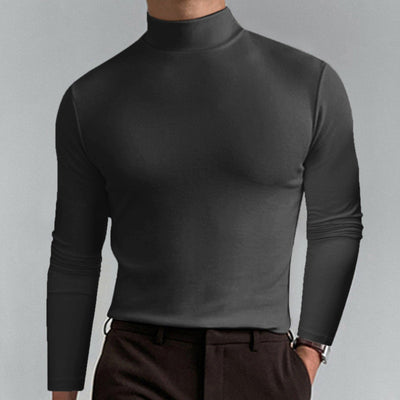 Mens High Neck Slim Fit Long Sleeve T-shirt Casual Stretch Top