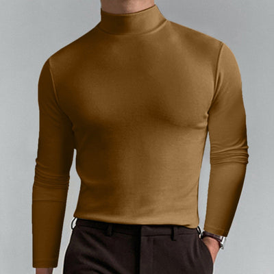 Mens High Neck Slim Fit Long Sleeve T-shirt Casual Stretch Top