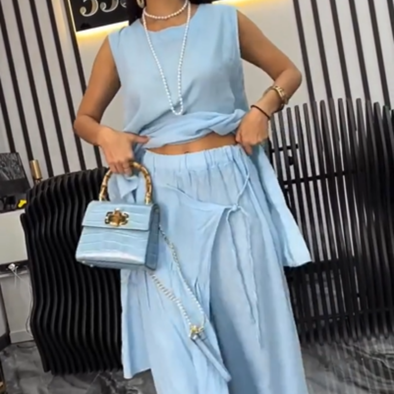 Women’s Two-Piece Set Sleeveless Top And Wide Leg Pants
