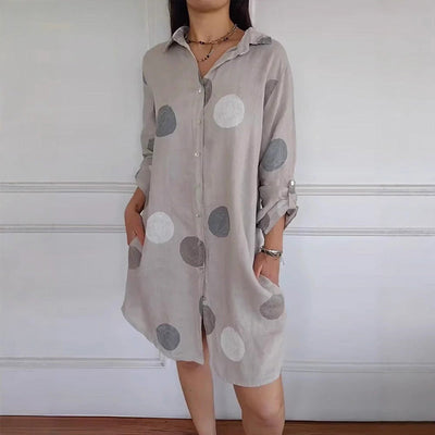 Women's Casual Printed Shirt Dress Button-Down Comfortable Style