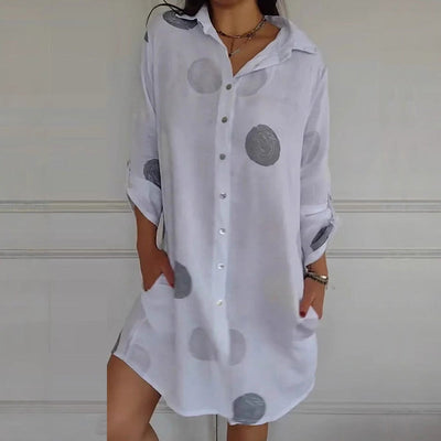 Women's Casual Printed Shirt Dress Button-Down Comfortable Style