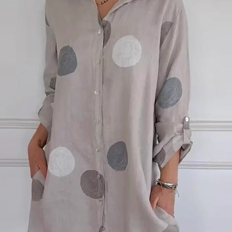 Women's Casual Printed Shirt Dress Button-Down Comfortable Style