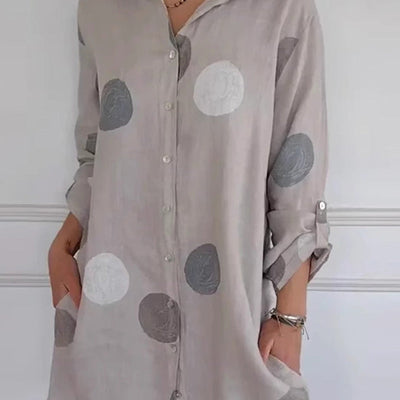 Women's Casual Printed Shirt Dress Button-Down Comfortable Style
