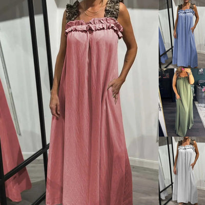 Women's Casual Sleeveless Maxi Dress With Pockets Lightweight Summer