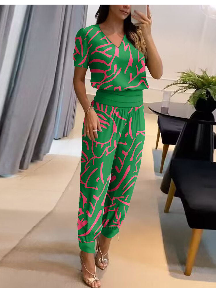 Elegant Comfortable Short Sleeve Two Piece Set For Women