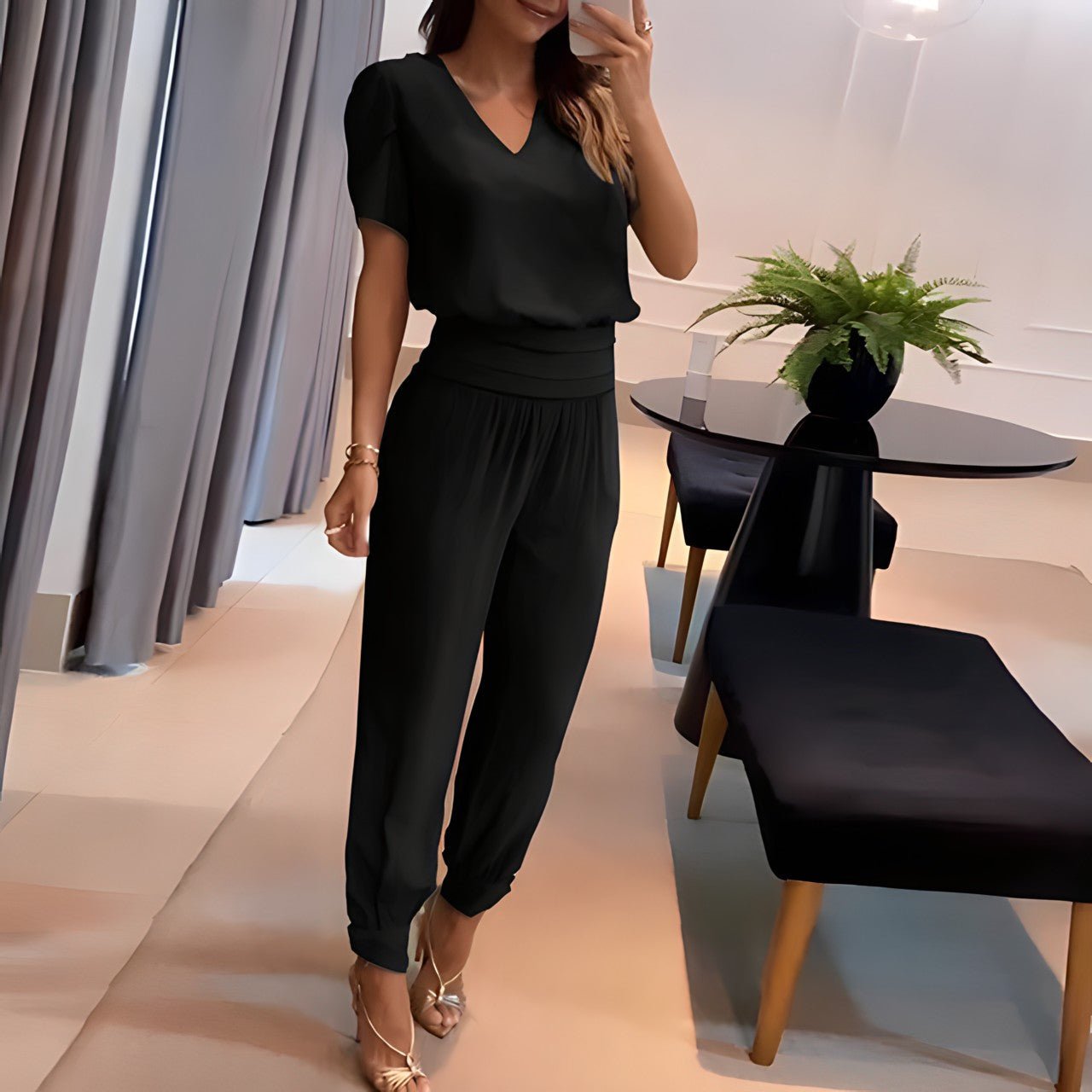 Elegant Comfortable Short Sleeve Two Piece Set For Women
