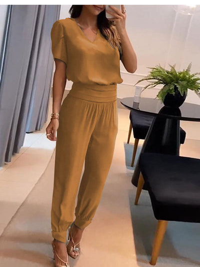 Elegant Comfortable Short Sleeve Two Piece Set For Women