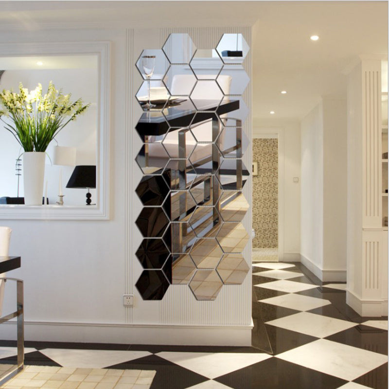 Waterproof Acrylic Hexagonal Mirror Wall Stickers For Home Decor