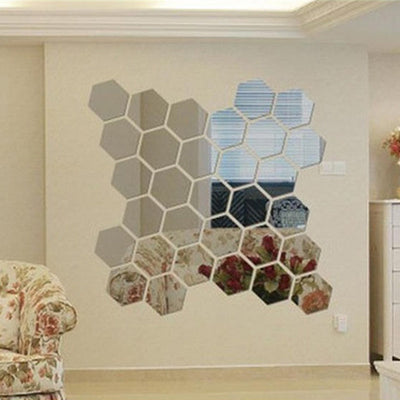 Waterproof Acrylic Hexagonal Mirror Wall Stickers For Home Decor