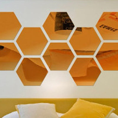 Waterproof Acrylic Hexagonal Mirror Wall Stickers For Home Decor