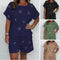 Cotton-Linen Shorts Set With Printed Short Sleeve Casual Design