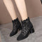 Women's Sparkly Mesh Ankle Boots With Stylish Chunky Heel