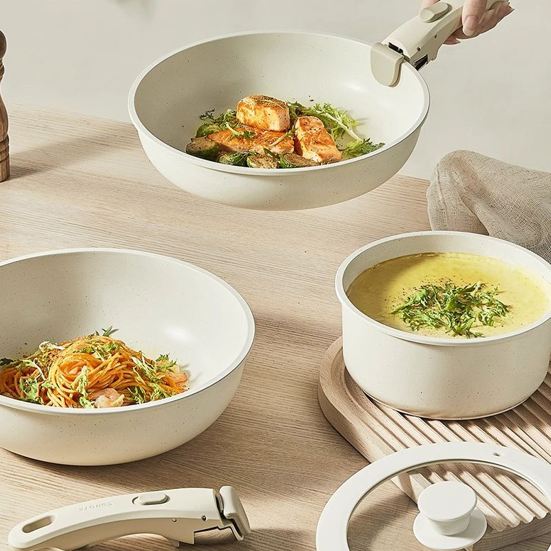 Non-stick Cookware Set With Removable Handle Oven Safe Design