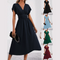 Women's V-neck Dress With Nipped-in Waist Elegant Design
