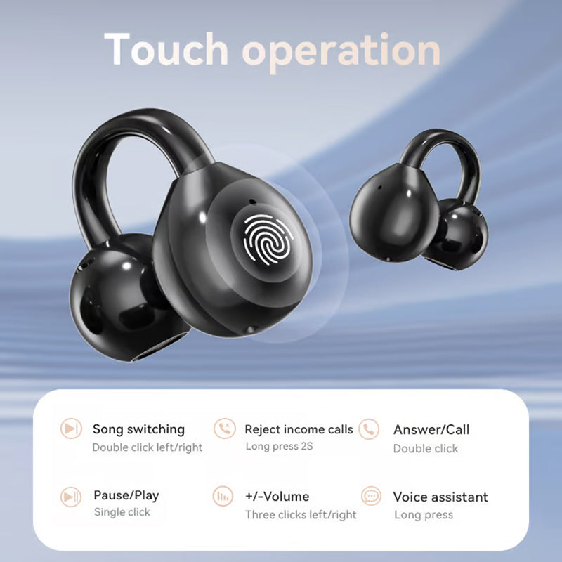 Bluetooth Clip On Earphones Wireless Music Earbuds For Active Lifestyle