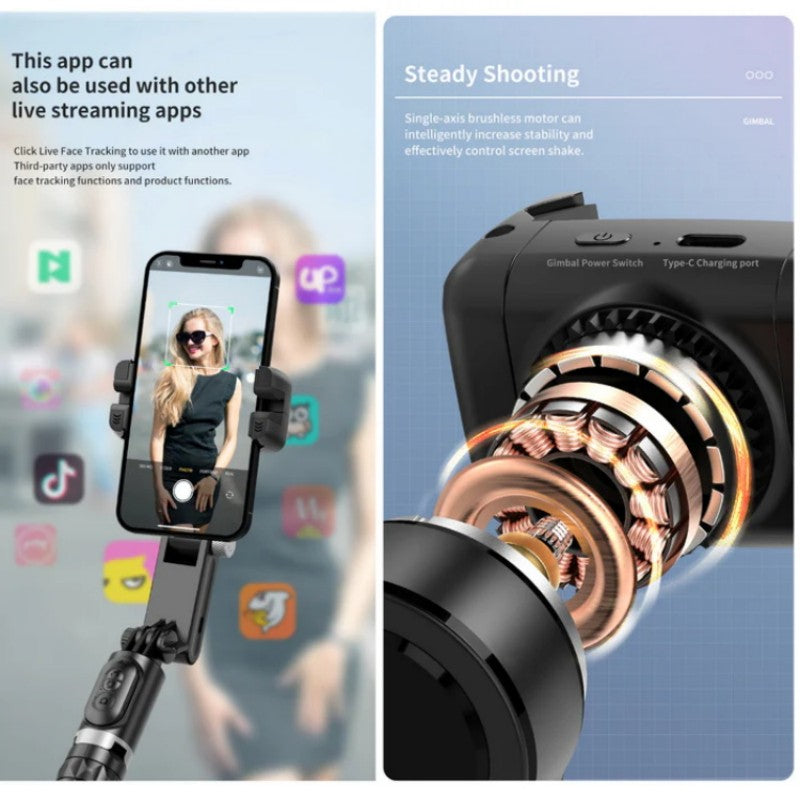 Smartphone Gimbal Stabilizer Foldable 3-Axis Rotating For Recording