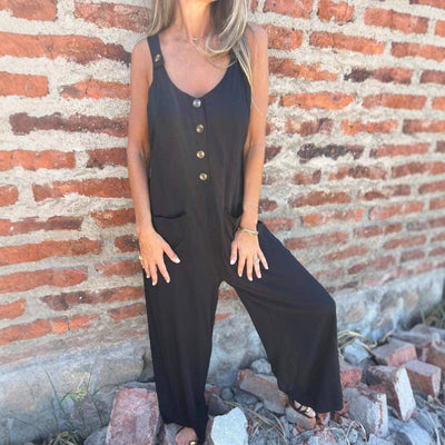 Women's Casual Loose Jumpsuit Buttoned Versatile Comfortable Fit