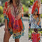 Asymmetric Women's Dress V Neck Loose Fit Elegant Style