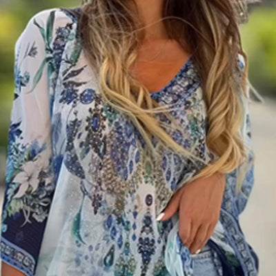 Asymmetric Women's Dress V Neck Loose Fit Elegant Style