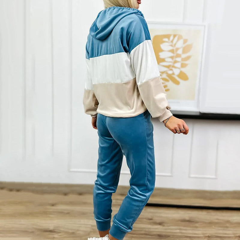 Women’s Colorblock Tracksuit Casual Comfortable Stylish Set