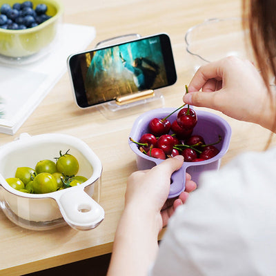 Dual-Layer Draining Basket Handheld Kitchen Strainer Organizer