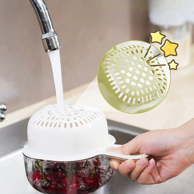 Dual-Layer Draining Basket Handheld Kitchen Strainer Organizer