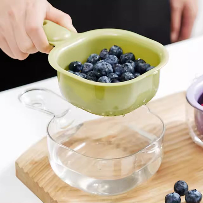 Dual-Layer Draining Basket Handheld Kitchen Strainer Organizer