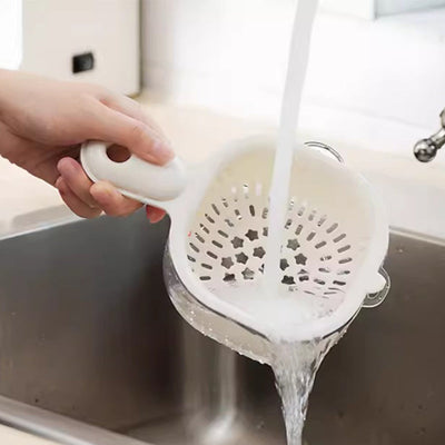 Dual-Layer Draining Basket Handheld Kitchen Strainer Organizer