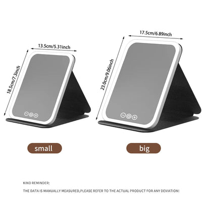 LED Portable Folding Makeup Mirror With Bright Adjustable Lights