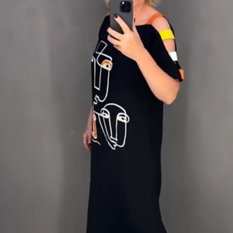Women's Printed Short Sleeve Dress Stylish Casual Summer Wear