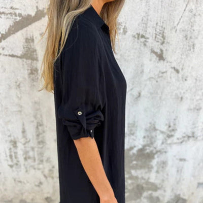 Women's Casual Button Down Long Shirt V Neck Stylish Top