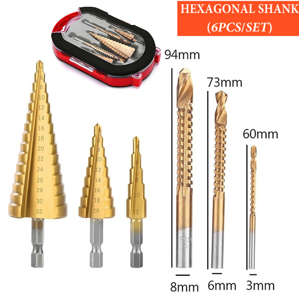 Titanium Coated Drill Bit Set 6 Pieces Durable Precision Tools