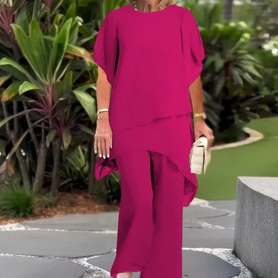 Irregular Stylish Wide Leg Pants Set For Women