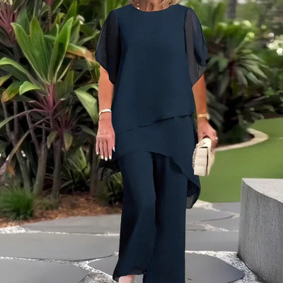 Irregular Stylish Wide Leg Pants Set For Women