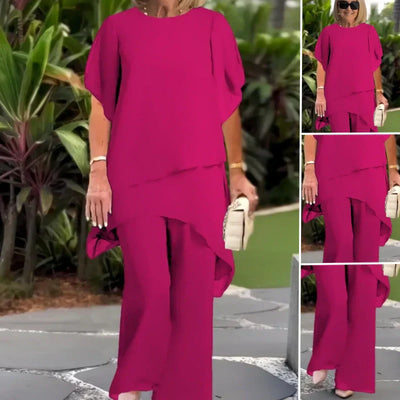 Irregular Stylish Wide Leg Pants Set For Women