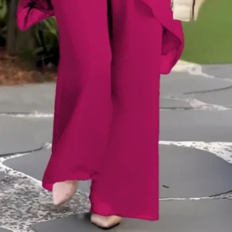 Irregular Stylish Wide Leg Pants Set For Women