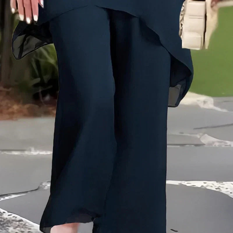 Irregular Stylish Wide Leg Pants Set For Women