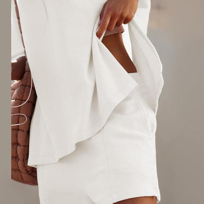 Women's Casual 2-Piece Set Slit Top And Shorts Comfortable