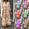 Bohemian Maxi Dress V-Neck Printed Flowy Summer Gown