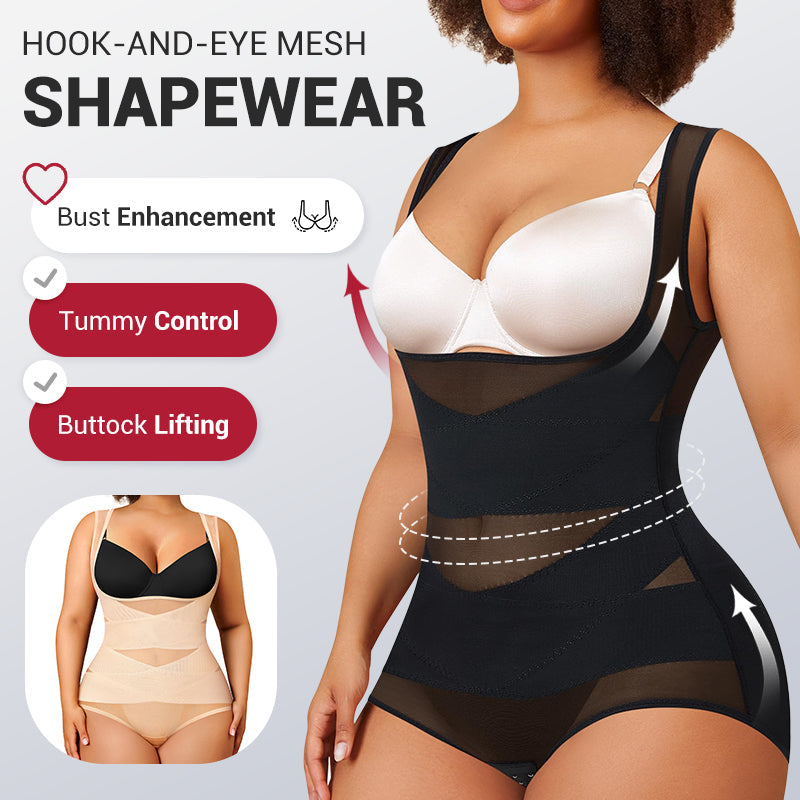 Hook And Eye Mesh Shapewear Bodysuit For Slimming And Comfort