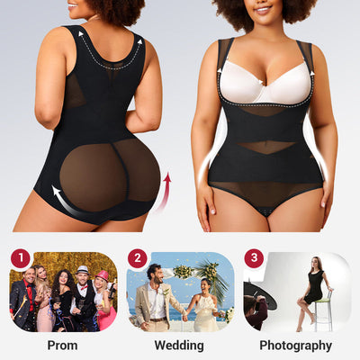 Hook And Eye Mesh Shapewear Bodysuit For Slimming And Comfort