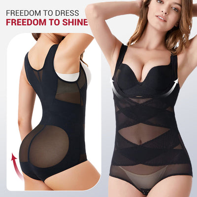 Hook And Eye Mesh Shapewear Bodysuit For Slimming And Comfort