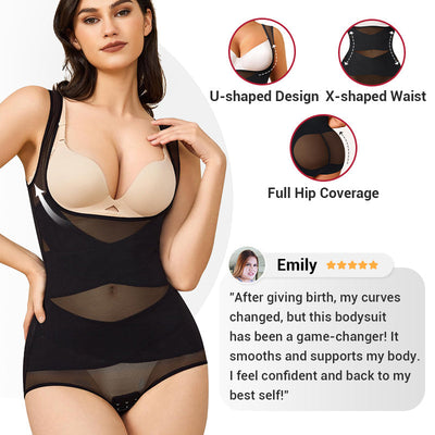 Hook And Eye Mesh Shapewear Bodysuit For Slimming And Comfort